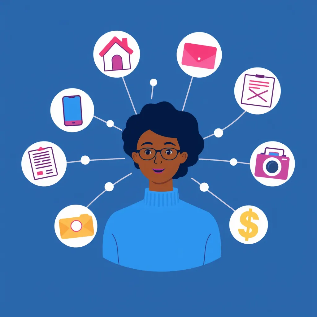 Person surrounded by icons of AI applications