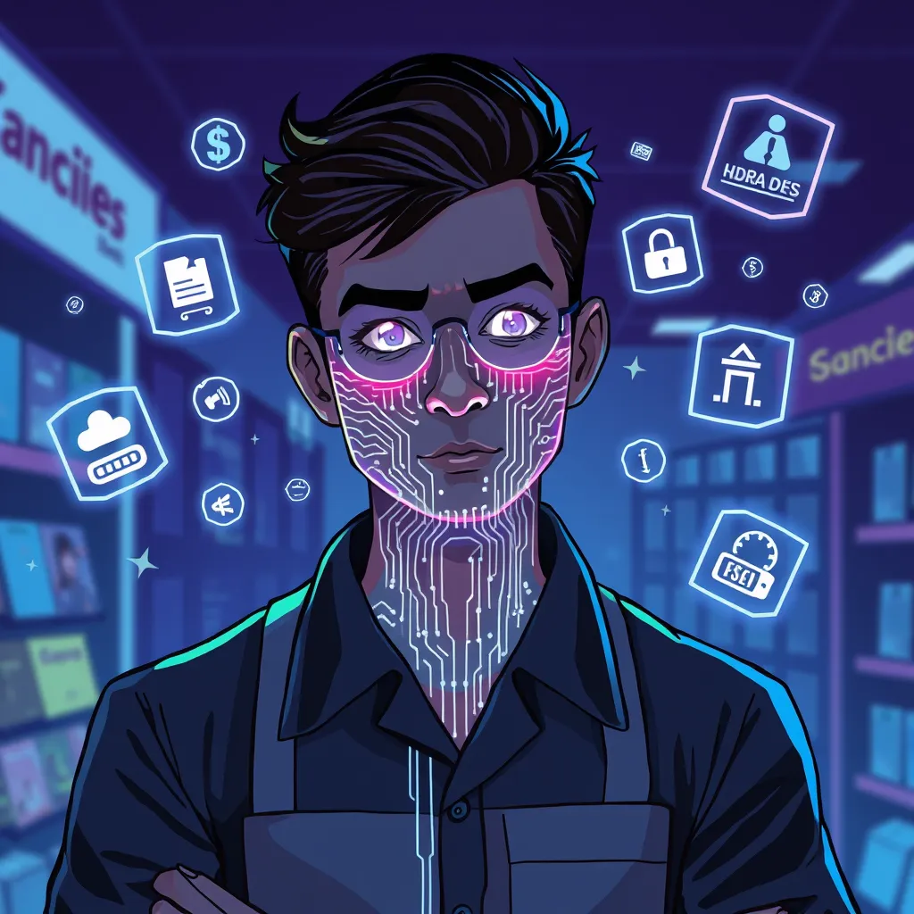 AI assistant with data streams behind it