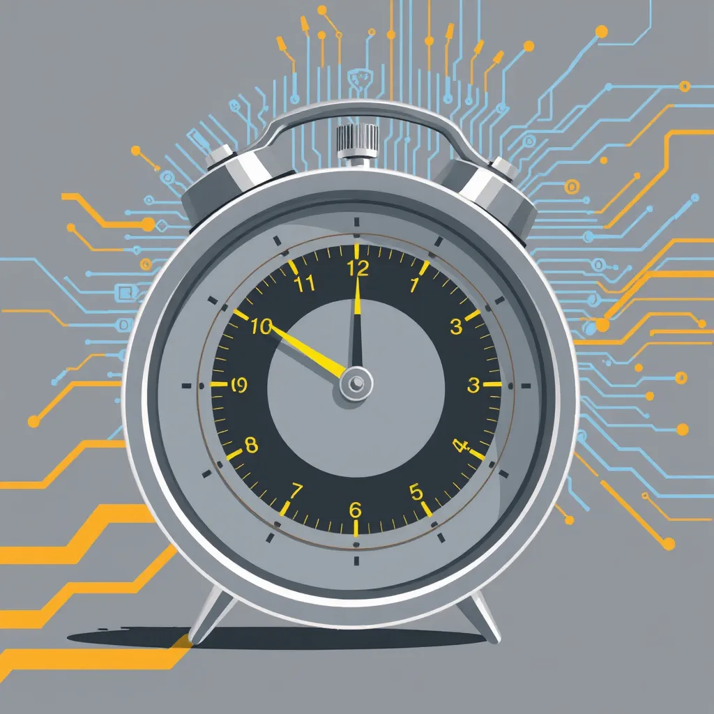 A clock showing time passing over an AI system