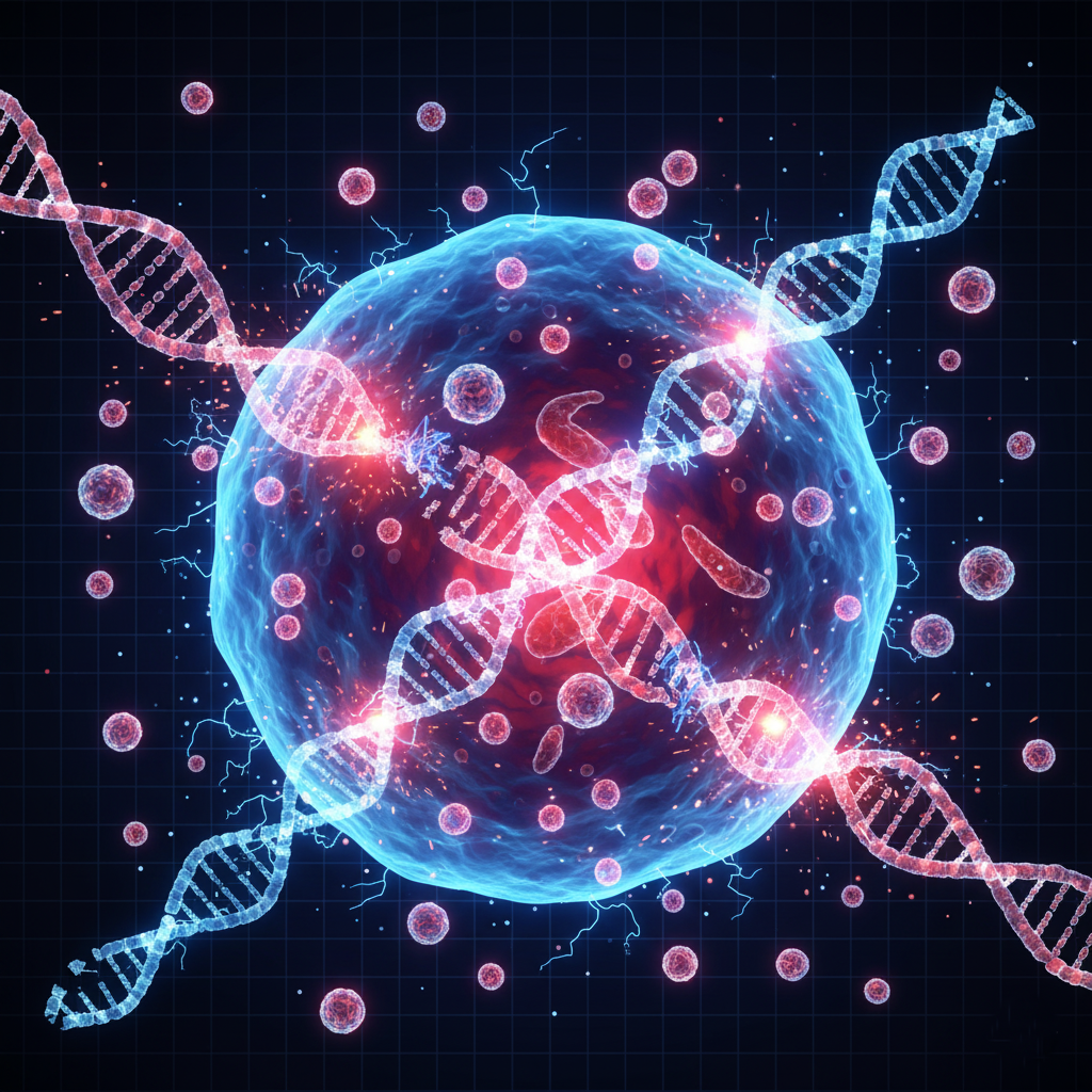 Diagram of oxidative stress on a cell
