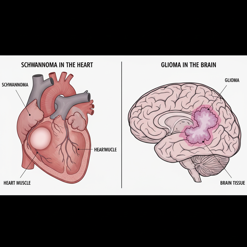Illustration of schwannomas and gliomas