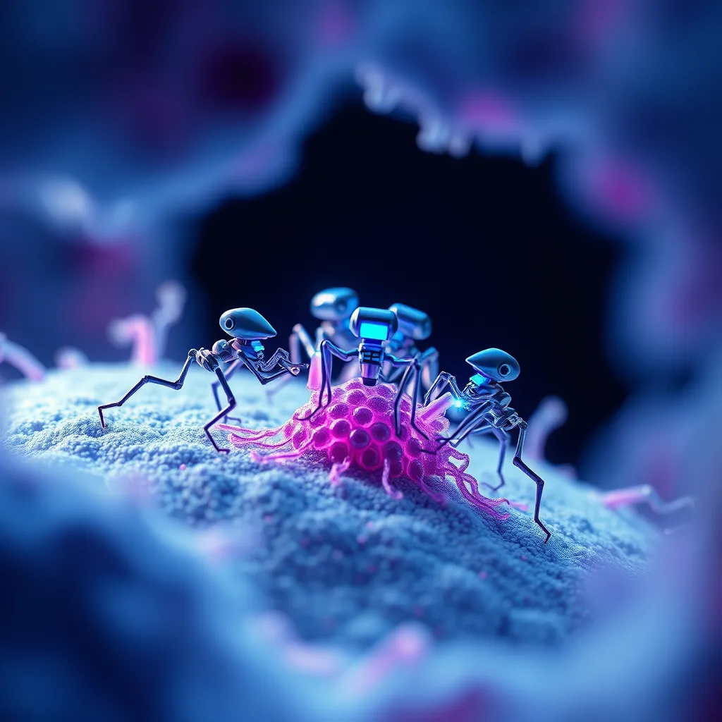 Nanobots operating on a microscopic scale