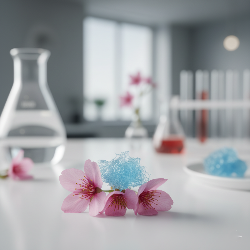 The classic photo of a piece of aerogel resting on a delicate flower to demonstrate its extreme lightness.