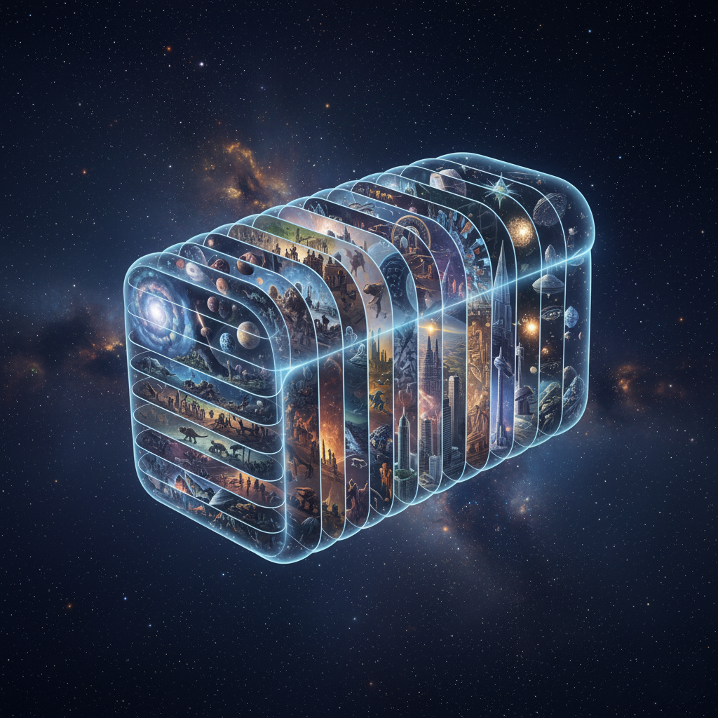 Visual representation of the Block Universe theory: time as a solid block