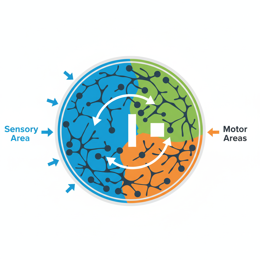 Diagram showing the DishBrain electrode regions mapped to Pong game inputs and outputs
